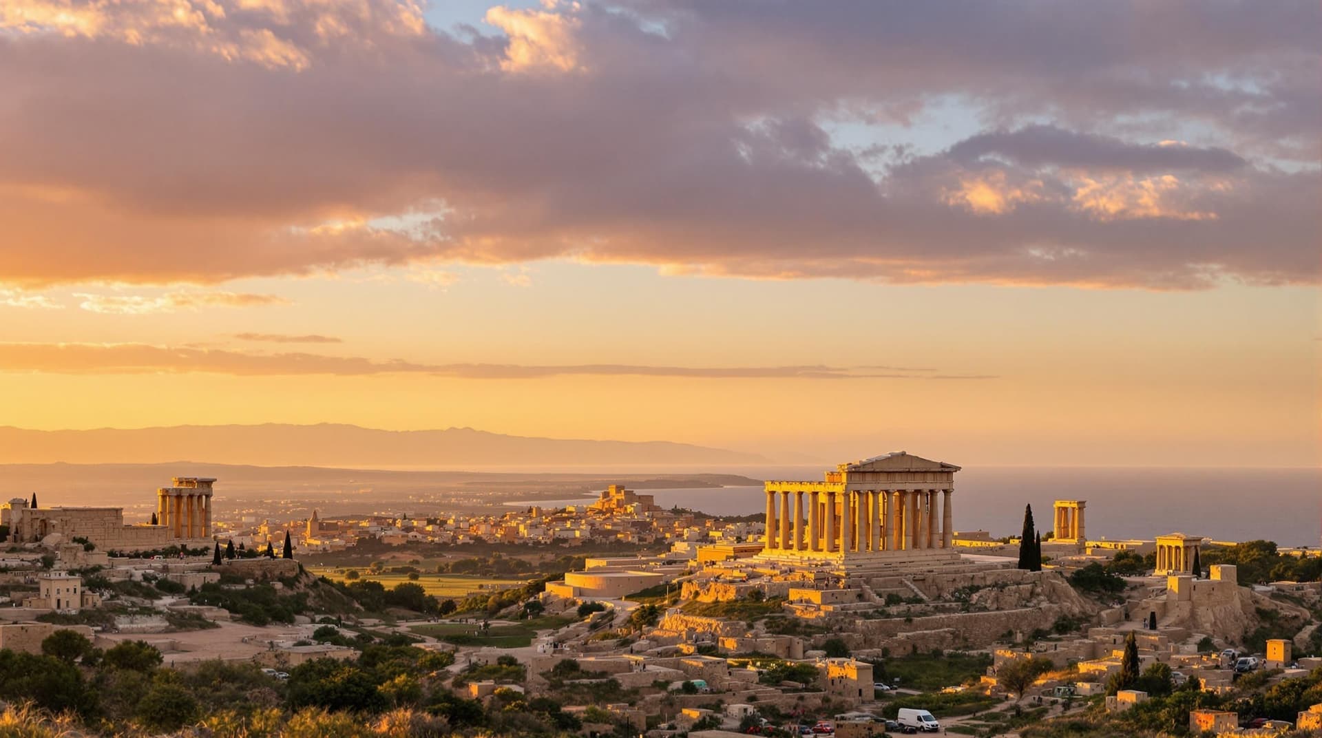 Panoramautsikt över Tempeldalen (Valle dei Templi) i Agrigento, Sicilien