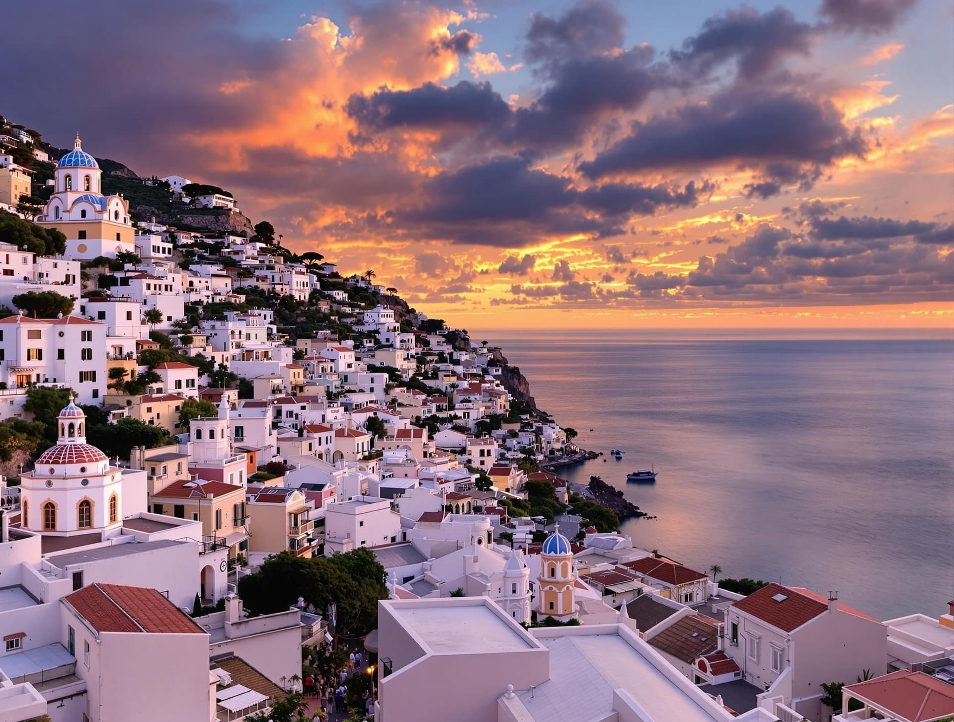 Praiano på Amalfikusten, en lugnare by mellan Positano och Amalfi