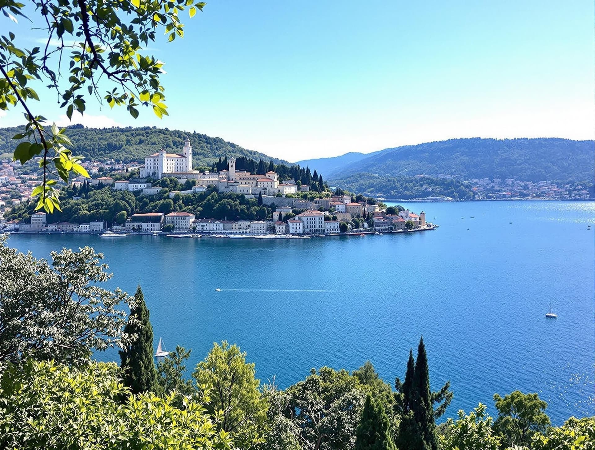 Castel Gandolfo vid Albanosjön i Castelli Romani, Italien, med påvens sommarresidens
