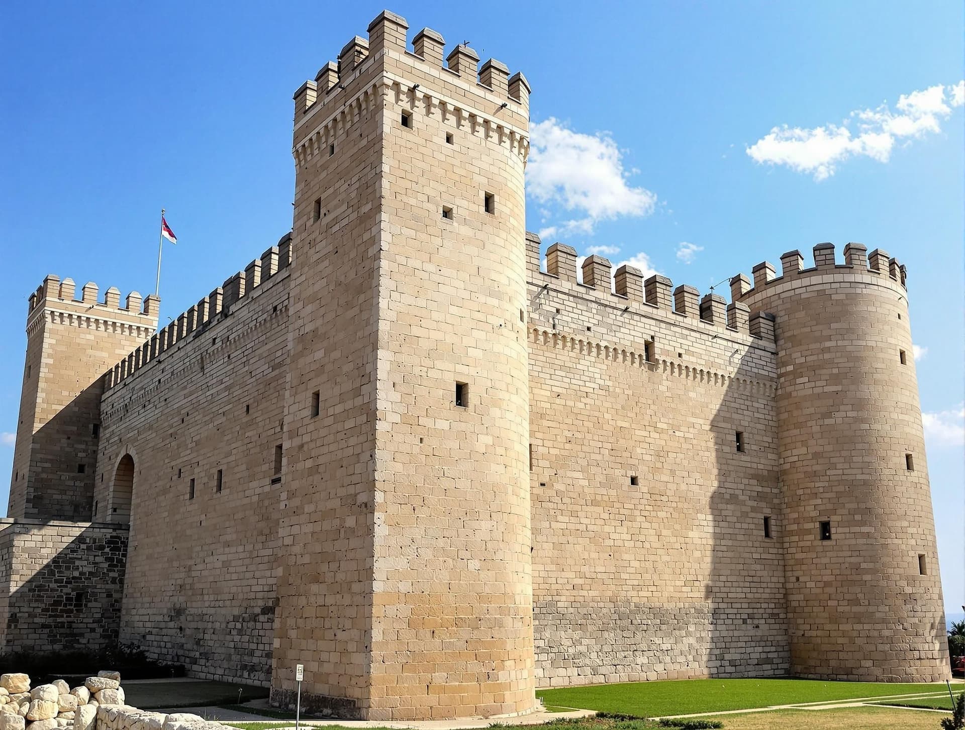 Castello Ursino i Catania, Sicilien, det imponerande medeltida slottet från 1200-talet med sina massiva stenmurar
