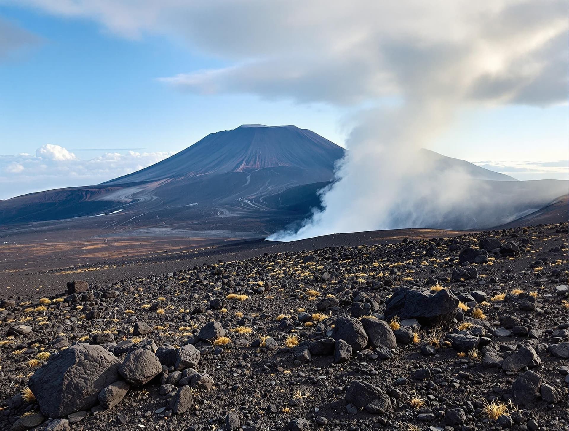 Dramatiskt naturlandskap på Etna med äventyrare som utforskar vulkanens månlika yta