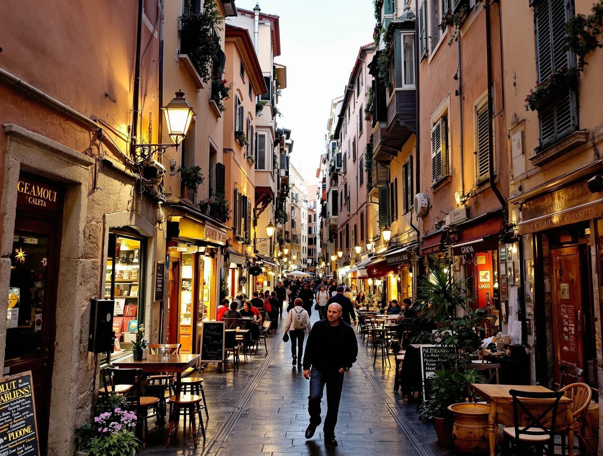 Caruggi i Genua, Italien, smala medeltida gränder i Europas största bevarade historiska centrum