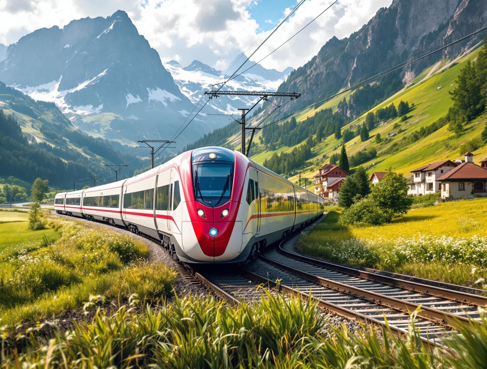 Transport i Italien med ett modernt höghastighetståg som kör genom ett vackert italienskt landskap