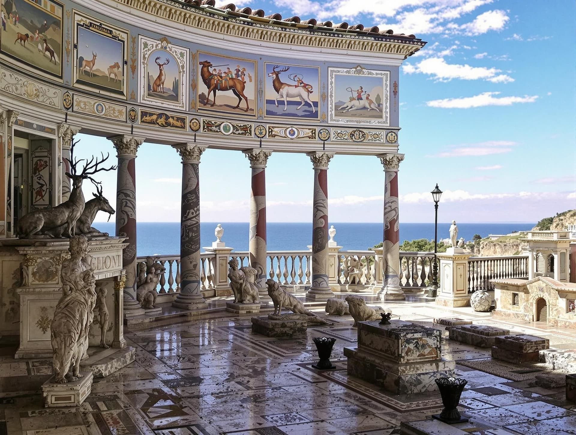 Casa dei Cervi (Hjortarnas hus) i Herculaneum, lyxig romersk villa med välbevarade mosaiker och fresker