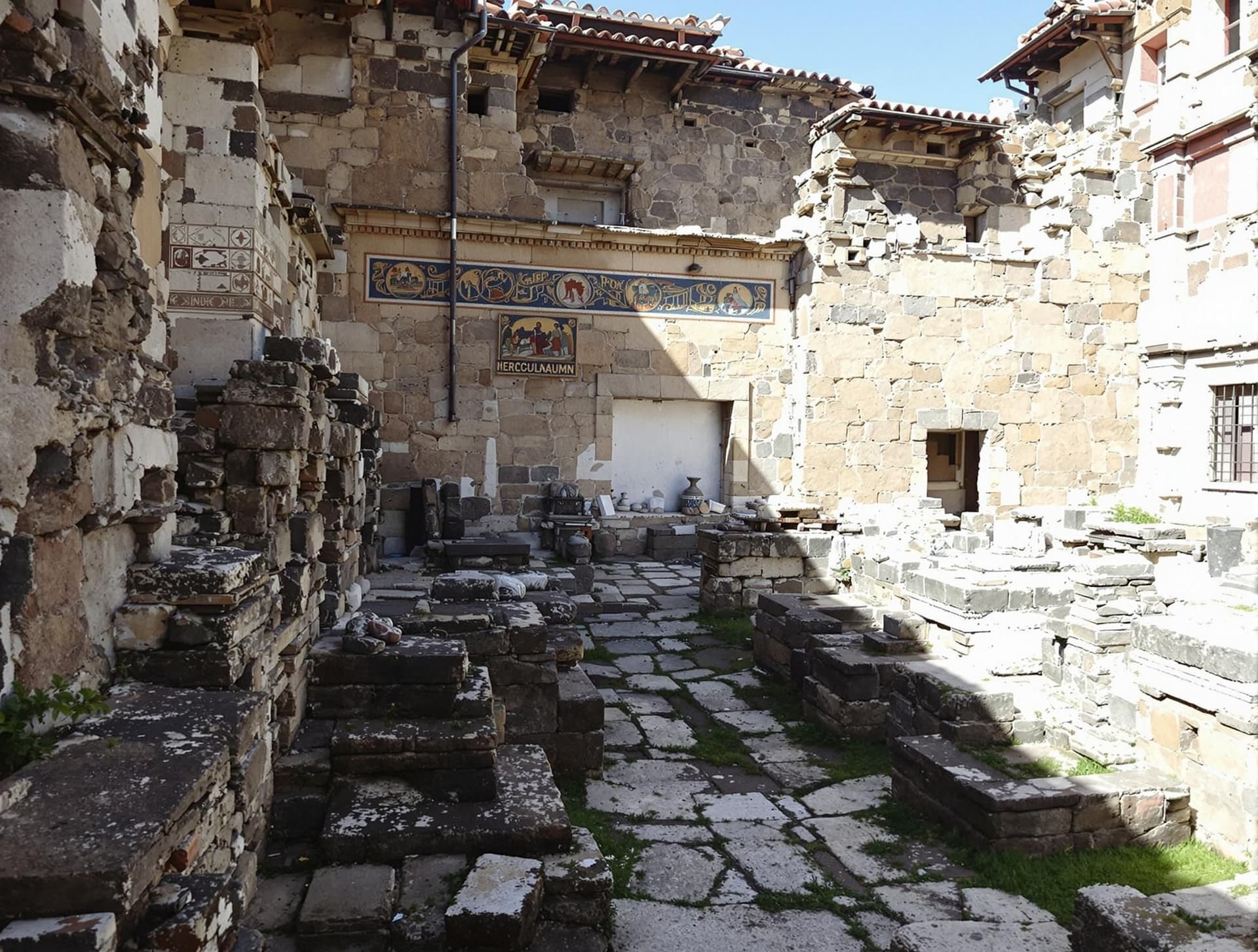 De välbevarade termerna (badhusen) i Herculaneum med intakt tak och mosaiker