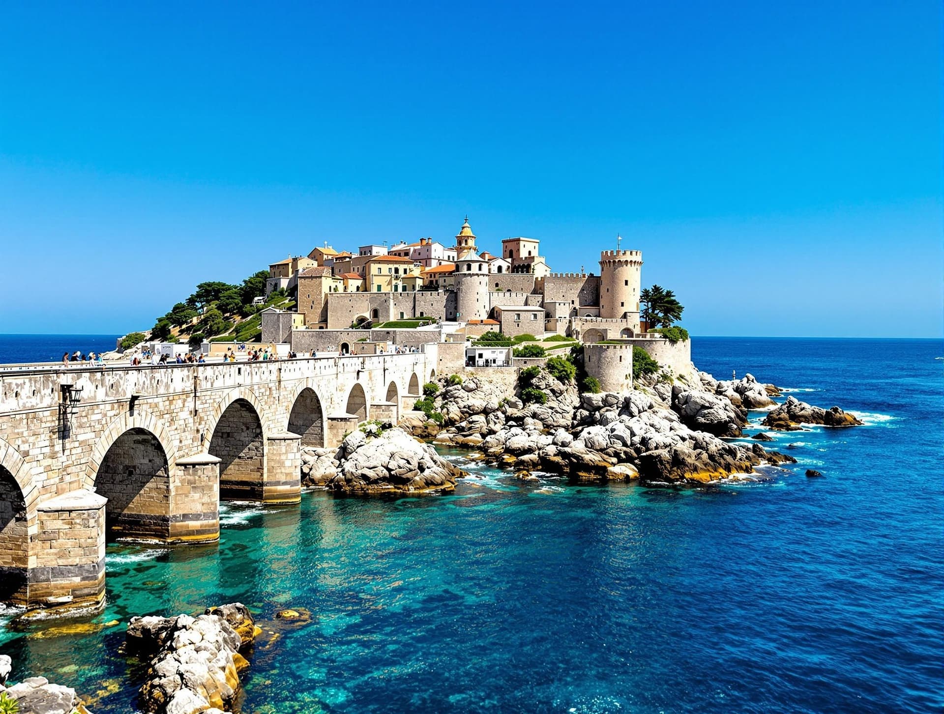 Castello Aragonese på Ischia, det medeltida slottet på en vulkanisk klippö