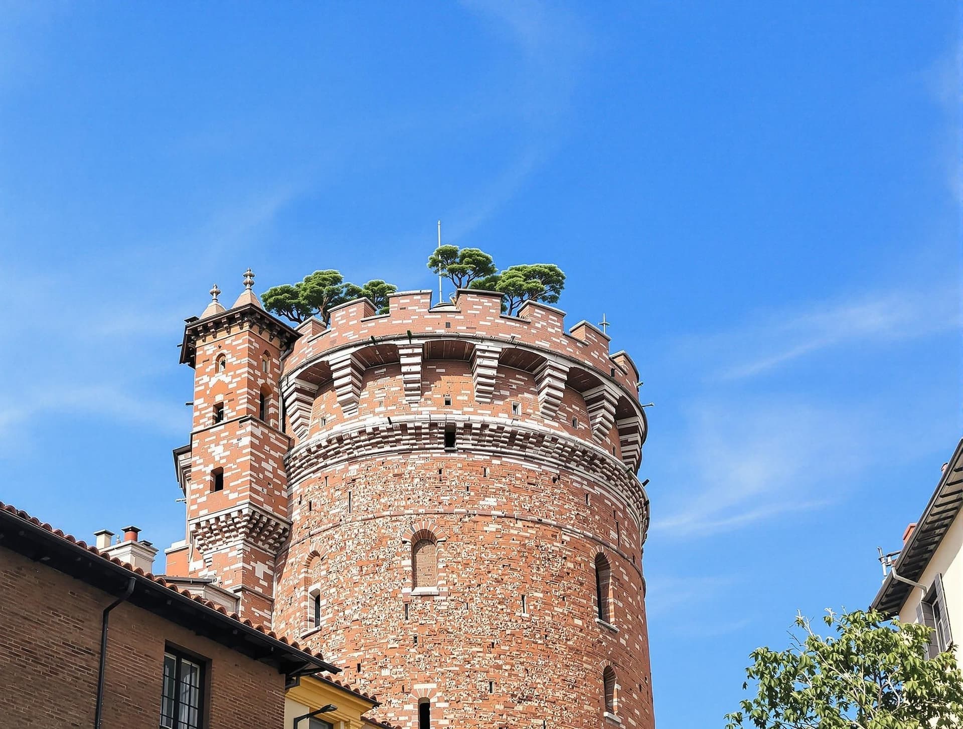 Torre Guinigi i Lucca, det ikoniska medeltida tornet med ekar som växer på toppen