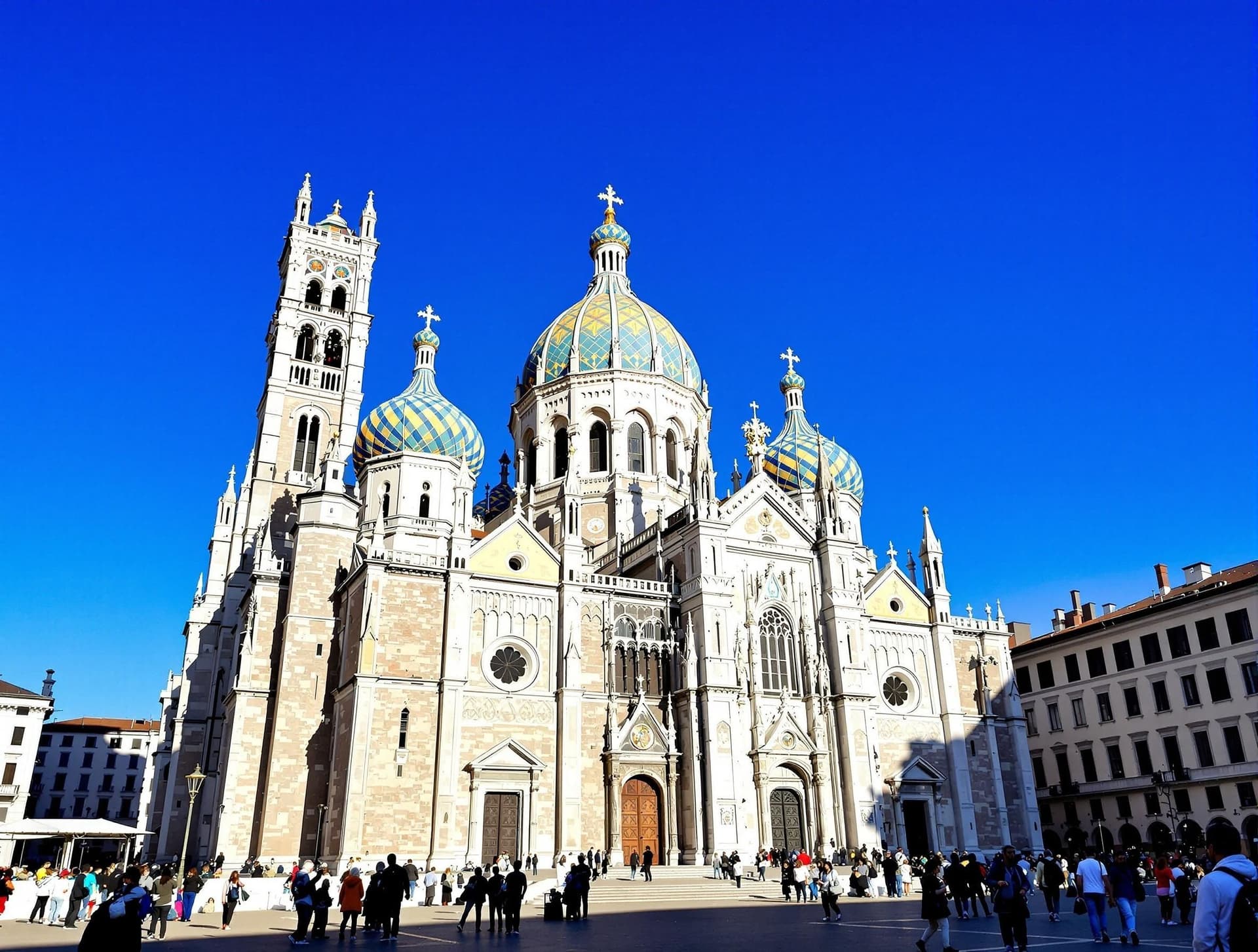 Basilica di Sant'Antonio i Padua med dess karakteristiska bysantinska kupoler och gotiska fasad