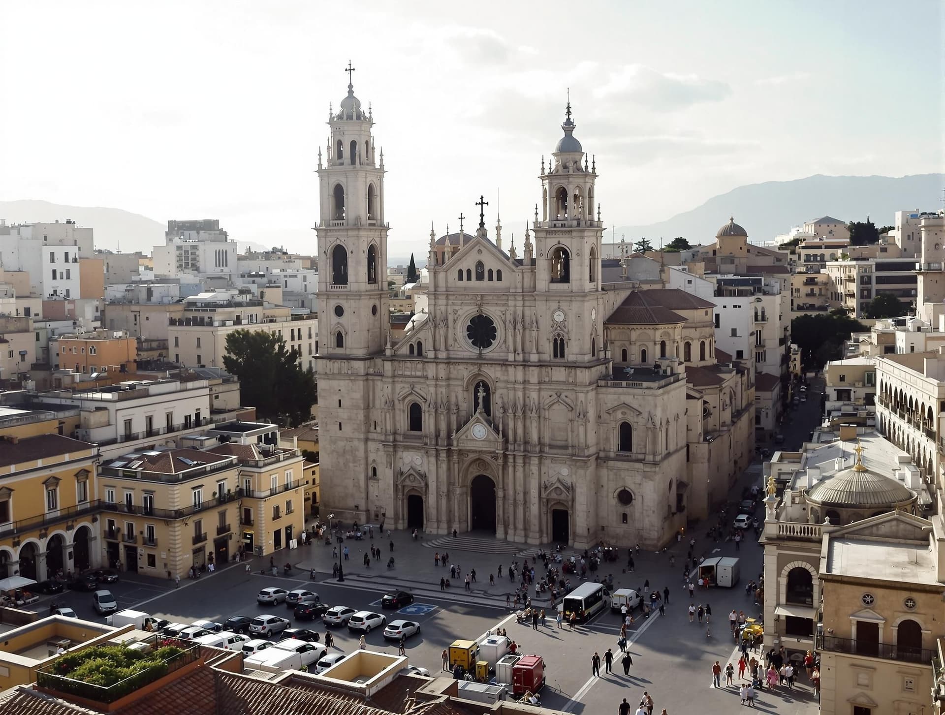 Palermo centrum med den imponerande katedralen, Sicilien, Italien, arabisk-normandisk arkitektur