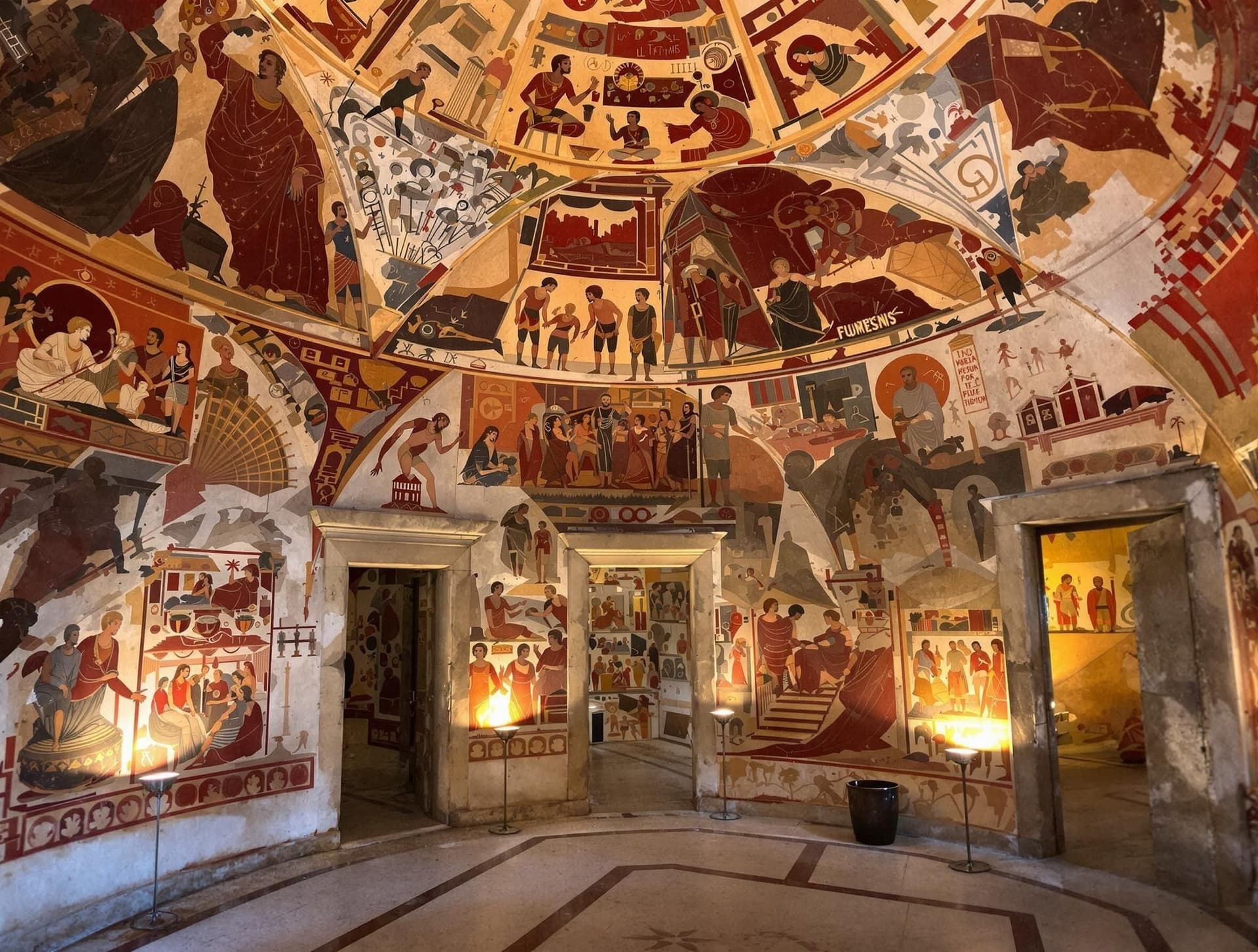 Villa dei Misteri i Pompeji, Italien, med de berömda röda freskerna som visar rituella scener