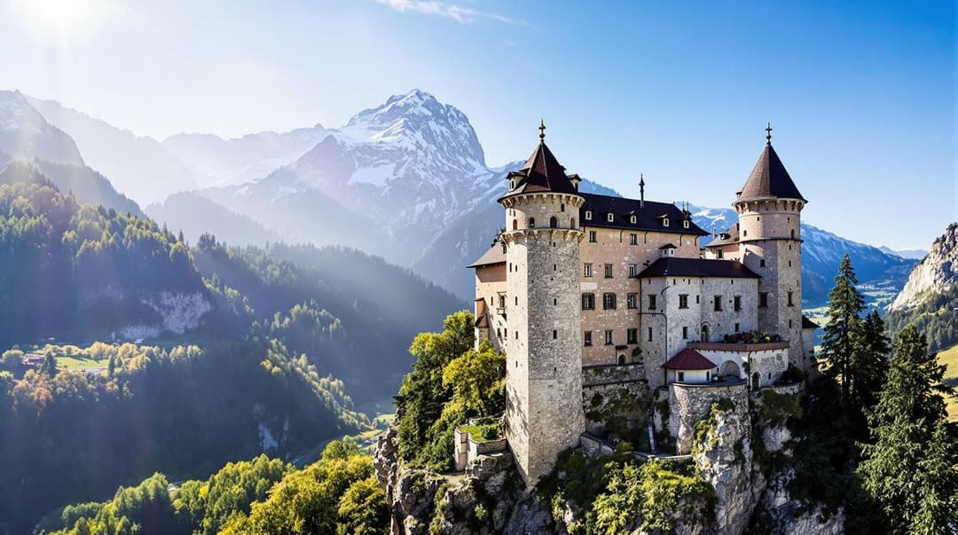 Medeltida slottet Castel Roncolo (Schloss Runkelstein) i Sydtyrolen, Italien, dramatiskt beläget på en klippa