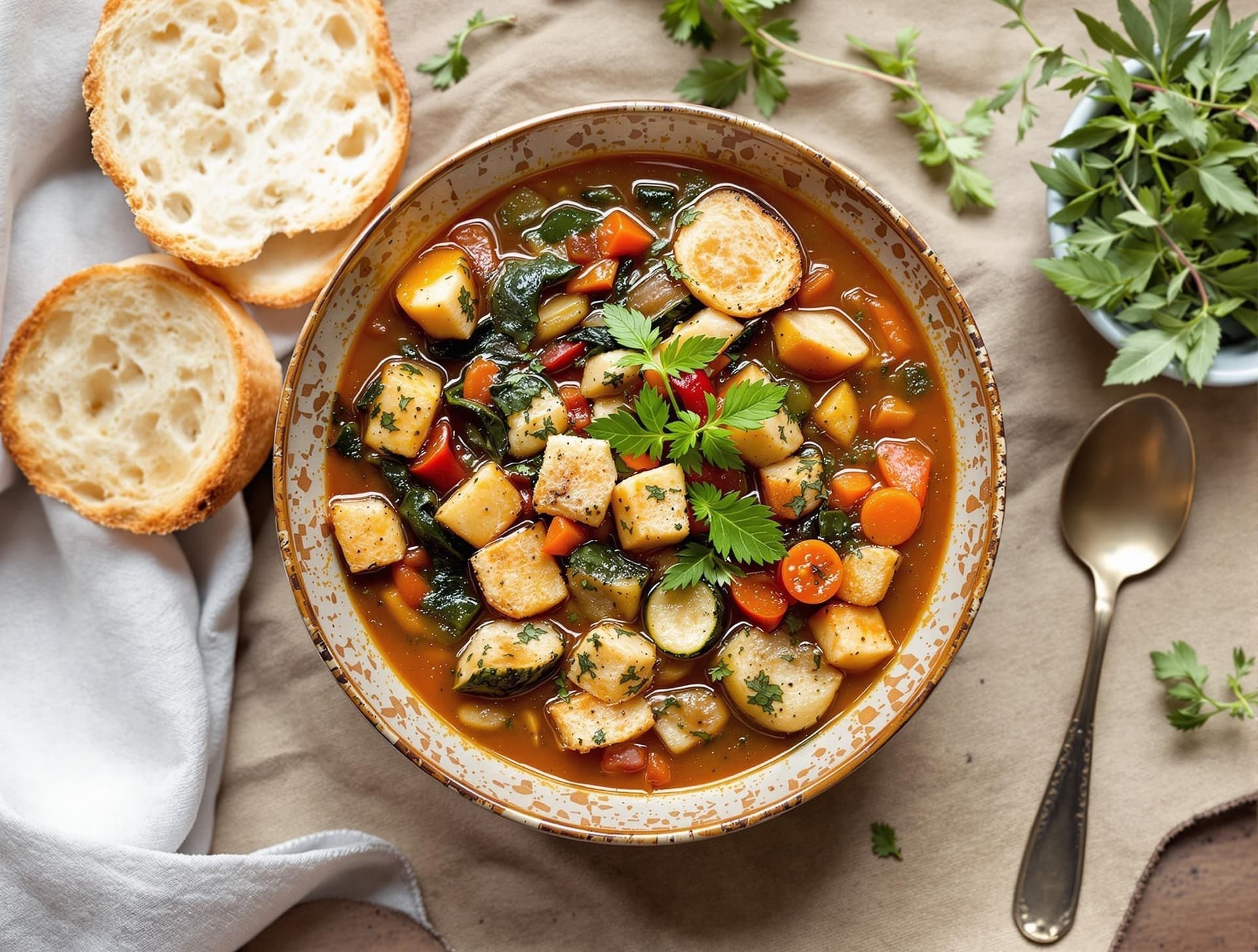 Ribollita, traditionell toskansk brödsoppa med grönsaker
