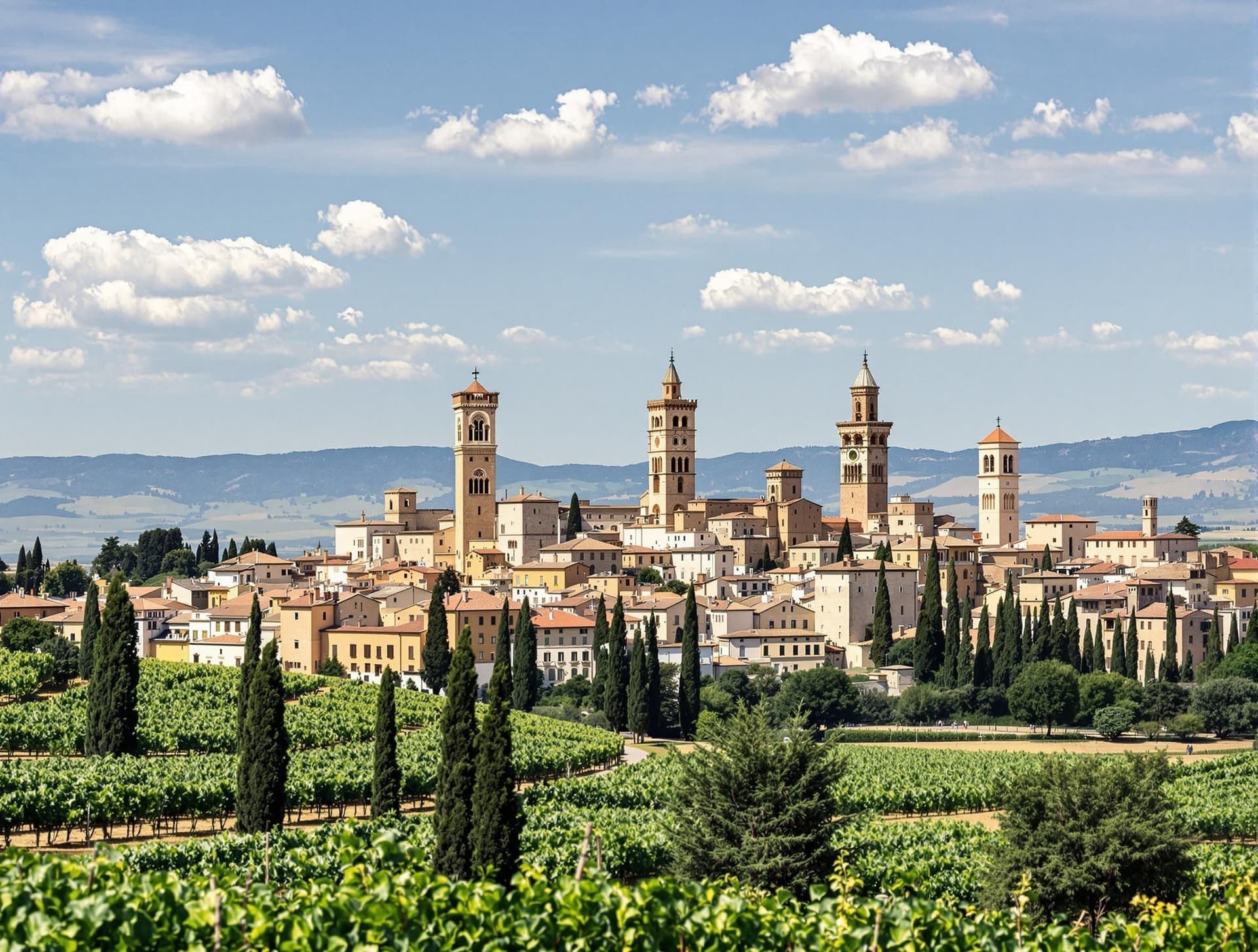 San Gimignano i Toscana, den medeltida staden känd för sina höga torn