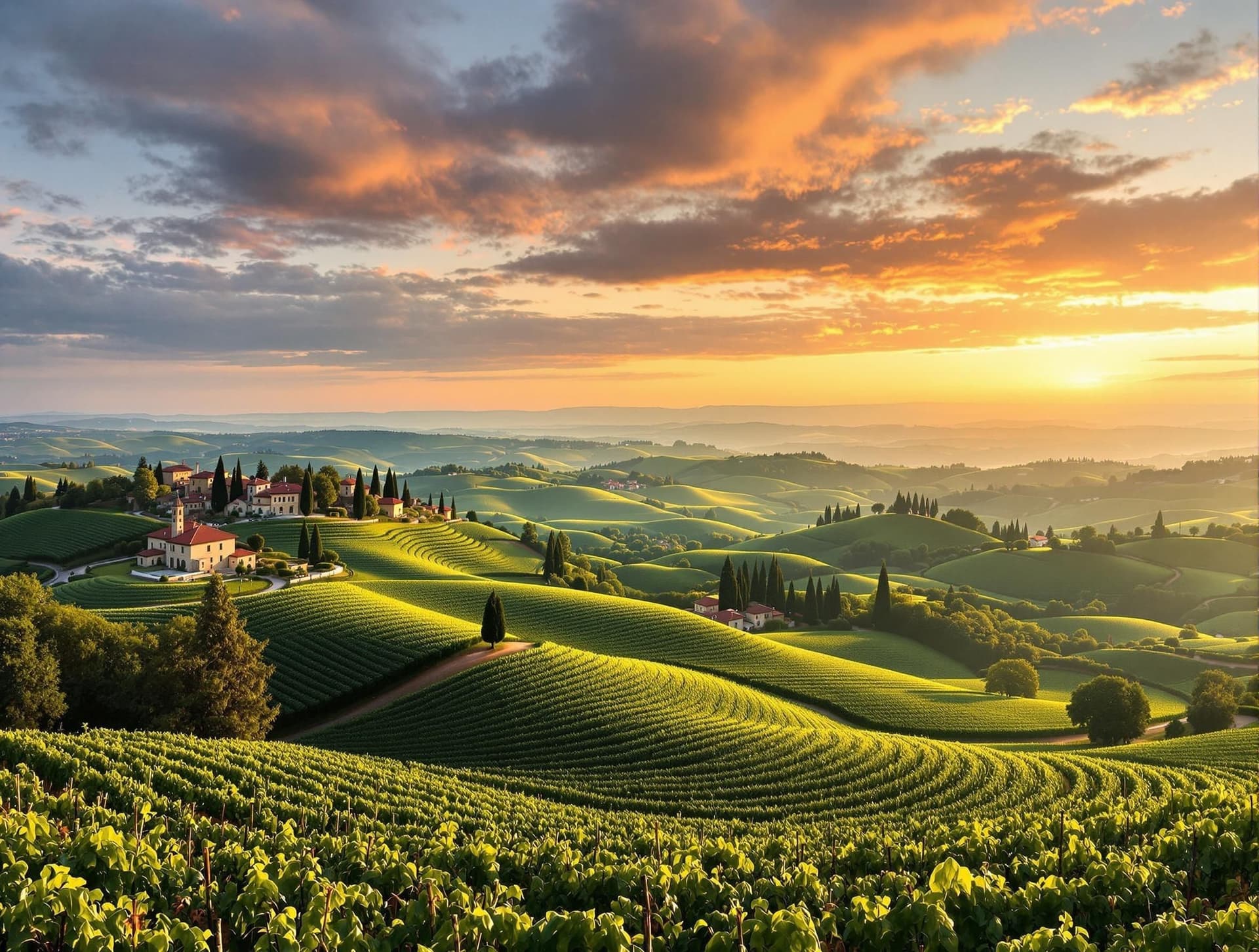 Valpolicella vinregion med vingårdar och böljande kullar