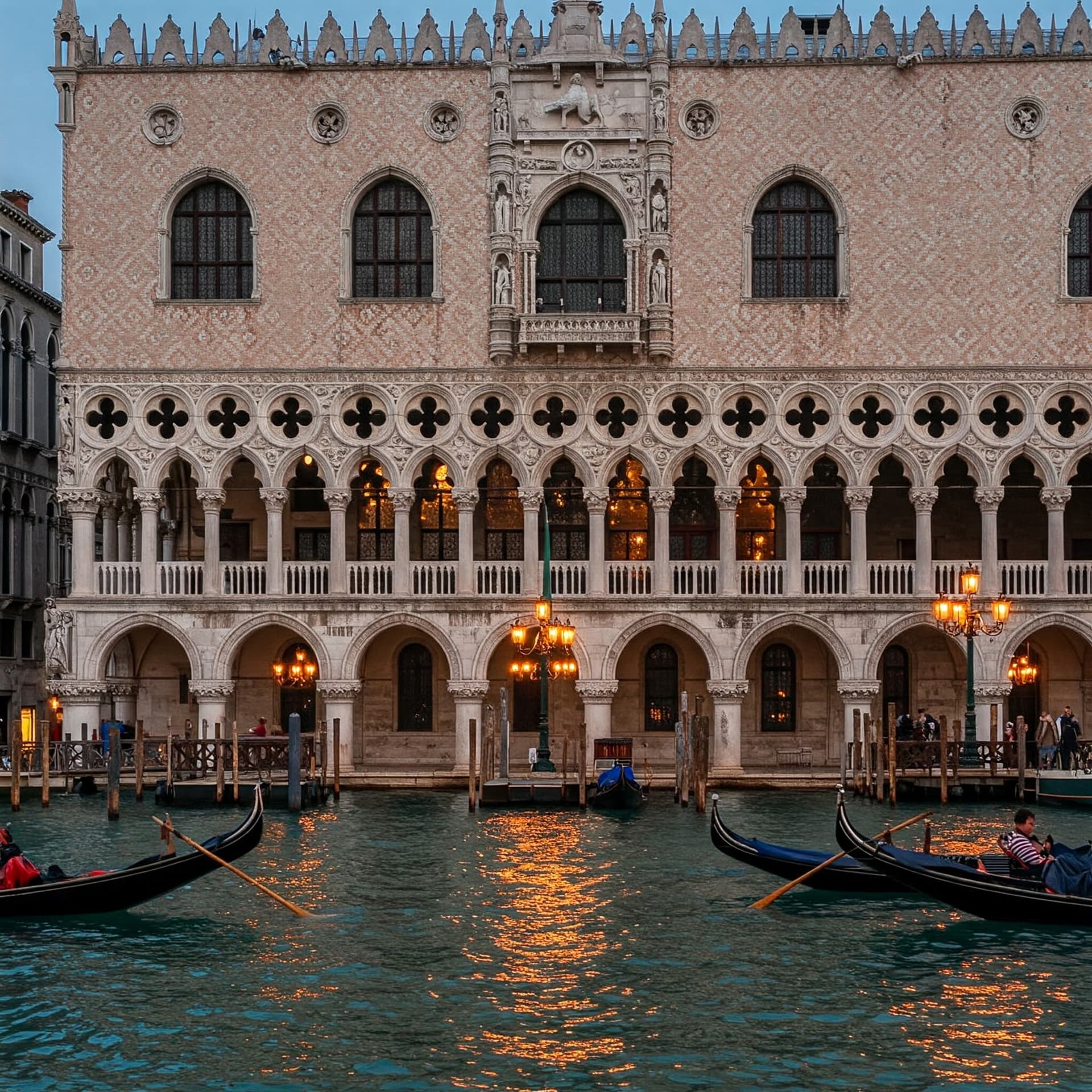 Dogepalatset (Palazzo Ducale) i Venedig med dess gotiska arkitektur