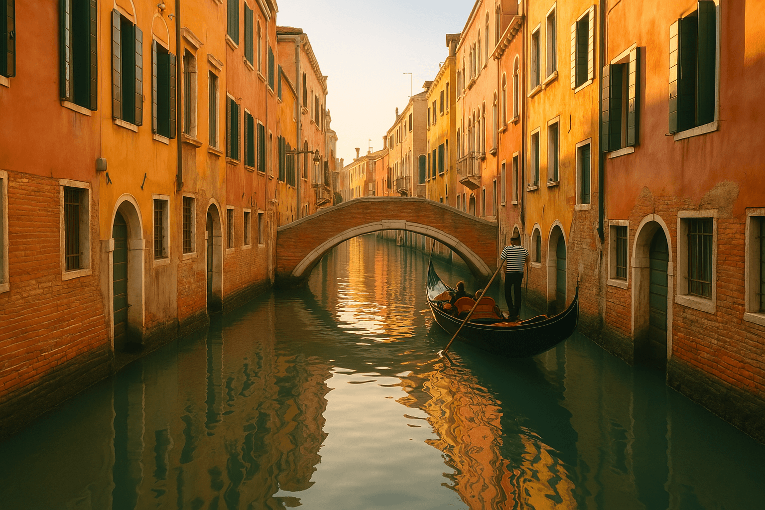 Venedig med dess vackra kanaler och gondoler