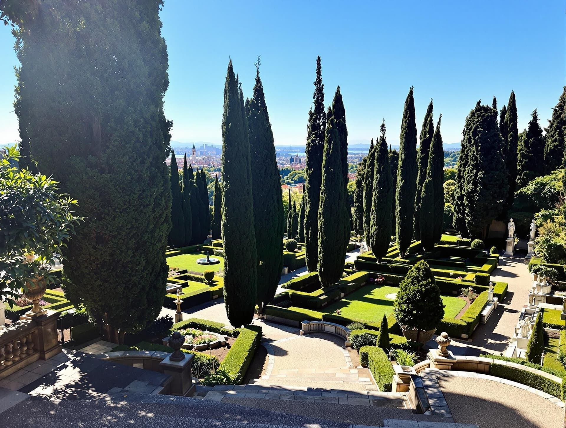 Giardino Giusti i Verona, den eleganta renässansträdgården med välklippta häckar, terrasser och fontäner