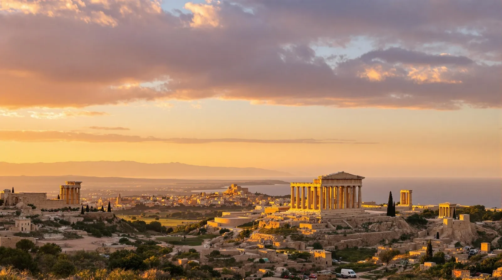 Panoramautsikt över Tempeldalen (Valle dei Templi) i Agrigento, Sicilien