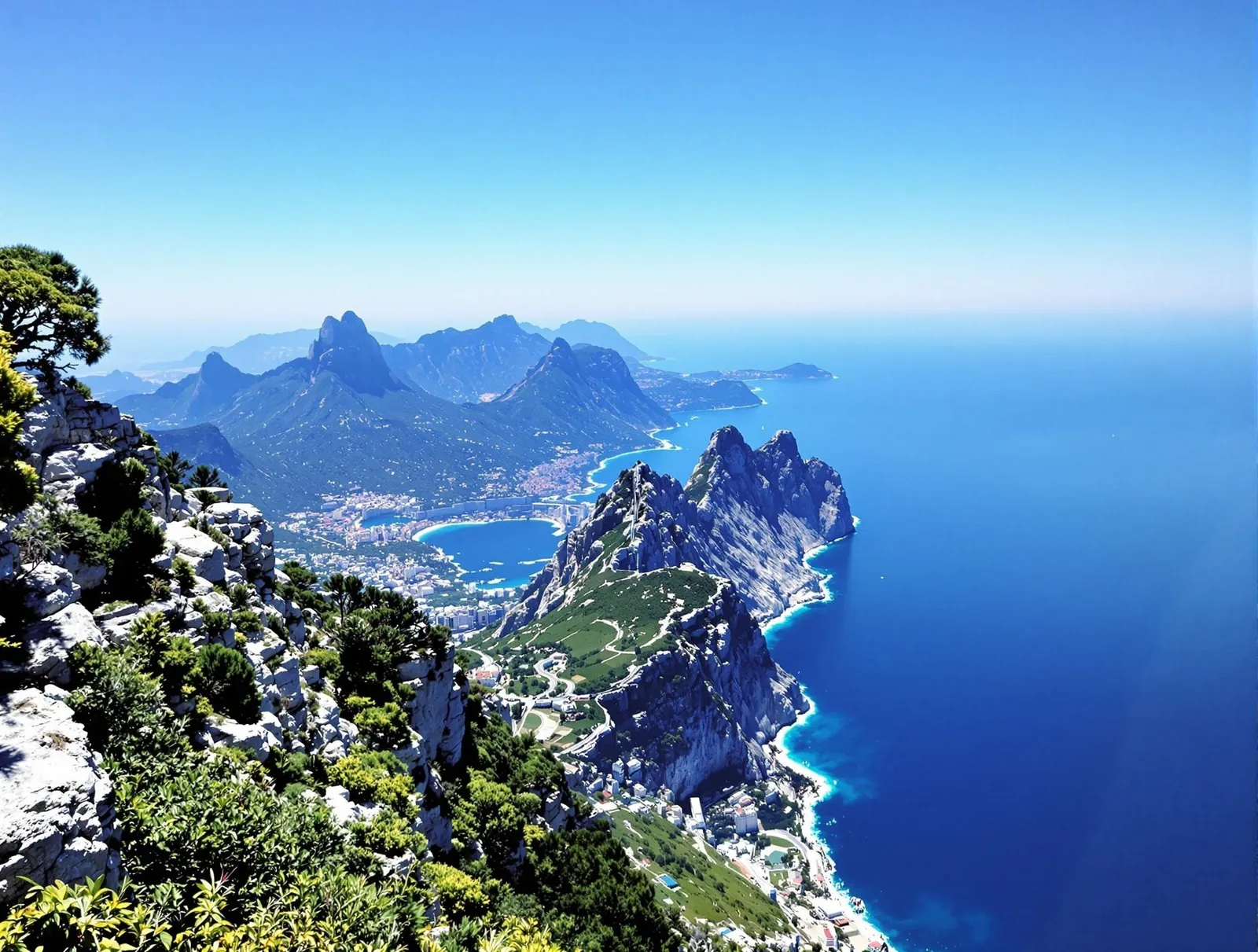 Panoramautsikt från Monte Solaro, Capris högsta punkt, med vy över ön och havet