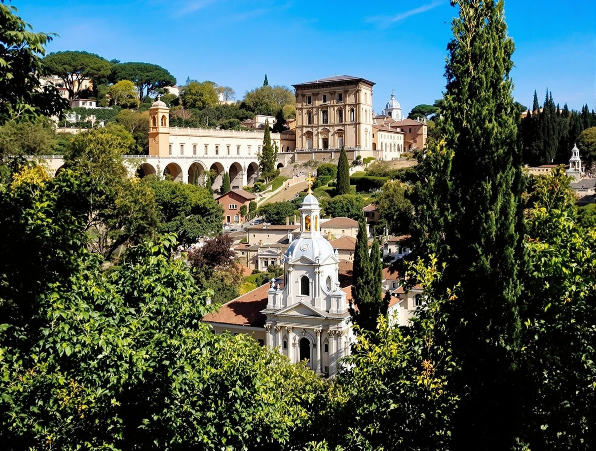 Ariccia i Castelli Romani, Italien, med det imponerande Chigi-palatset och den historiska viadukten