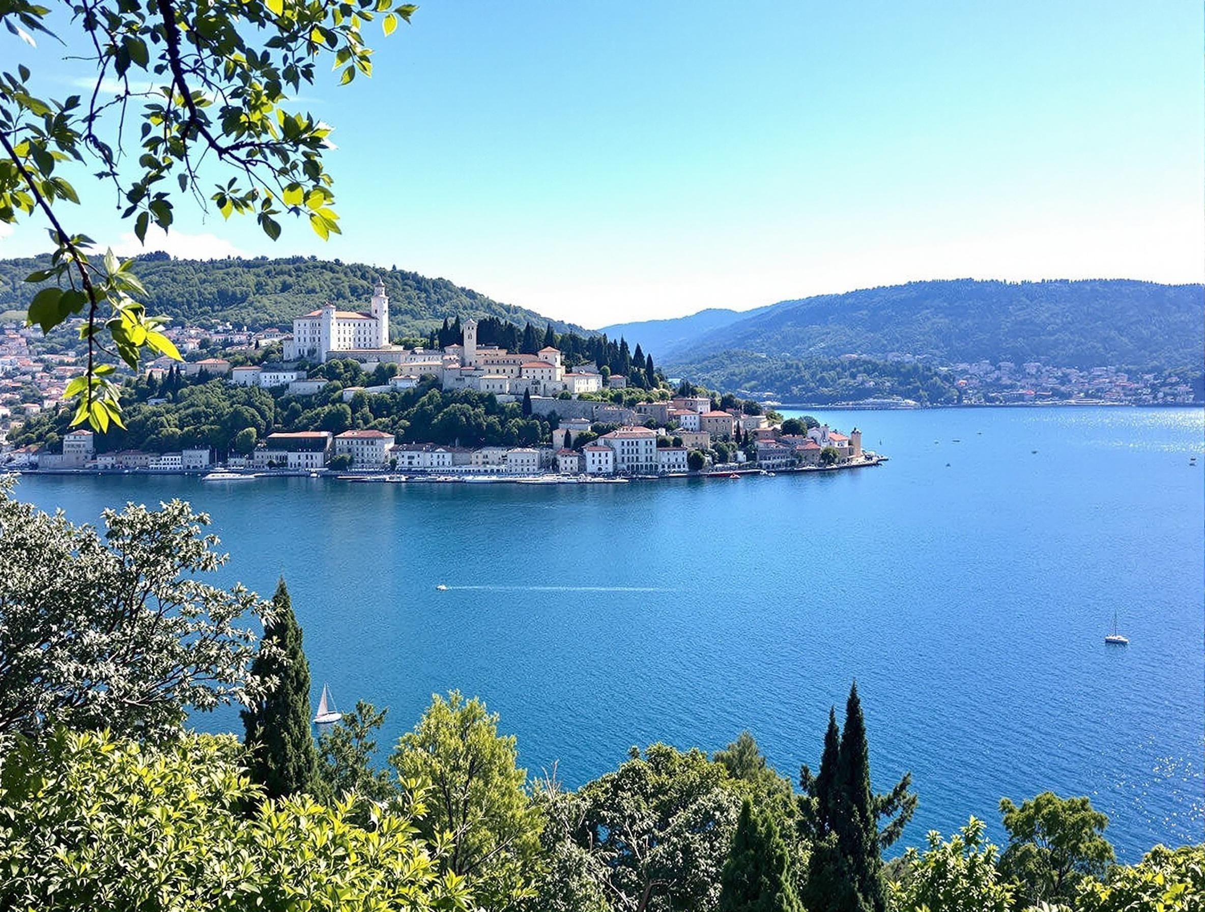 Castel Gandolfo vid Albanosjön i Castelli Romani, Italien, med påvens sommarresidens