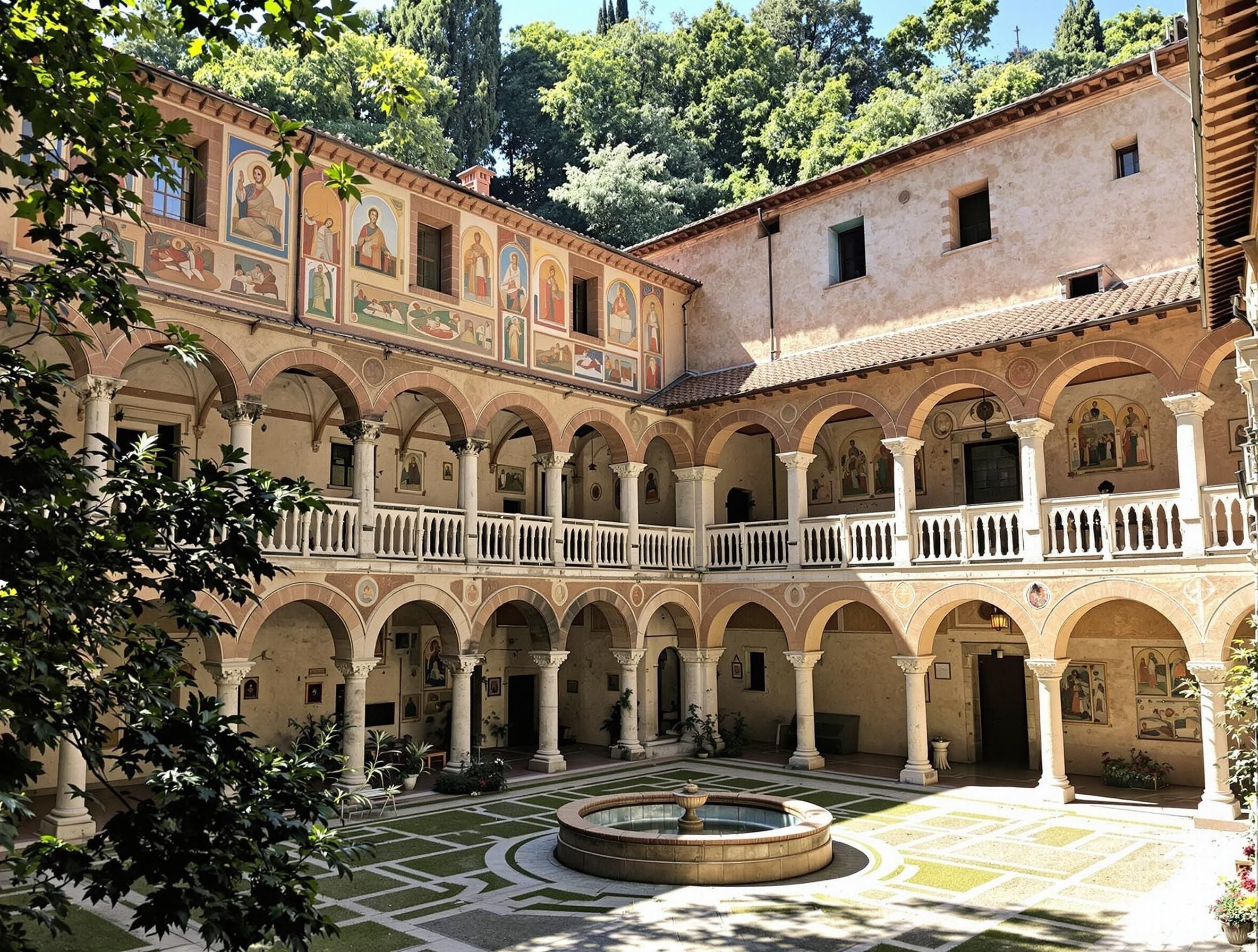 Abbazia di San Nilo (Grottaferrata-klostret) i Castelli Romani, Italien, med bysantinsk arkitektur