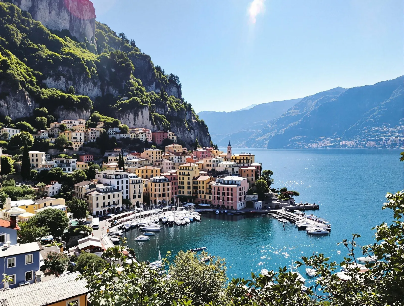 Limone sul Garda vid Gardasön, känd för sina historiska citronlundar och dramatiska läge vid foten av branta klippor