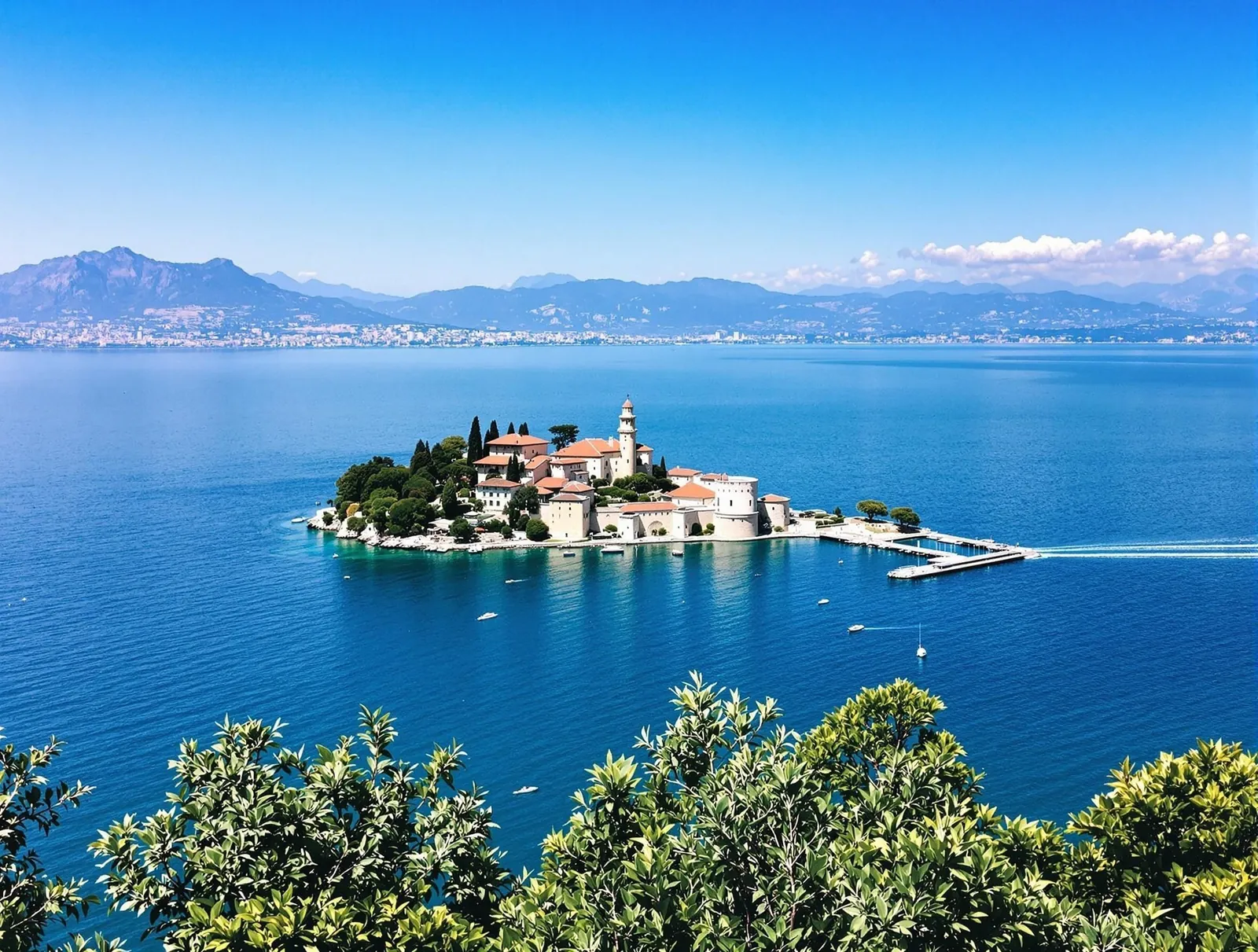 Sirmione vid Gardasön, den pittoreska halvön med Scaliger-slottet vid vattnet