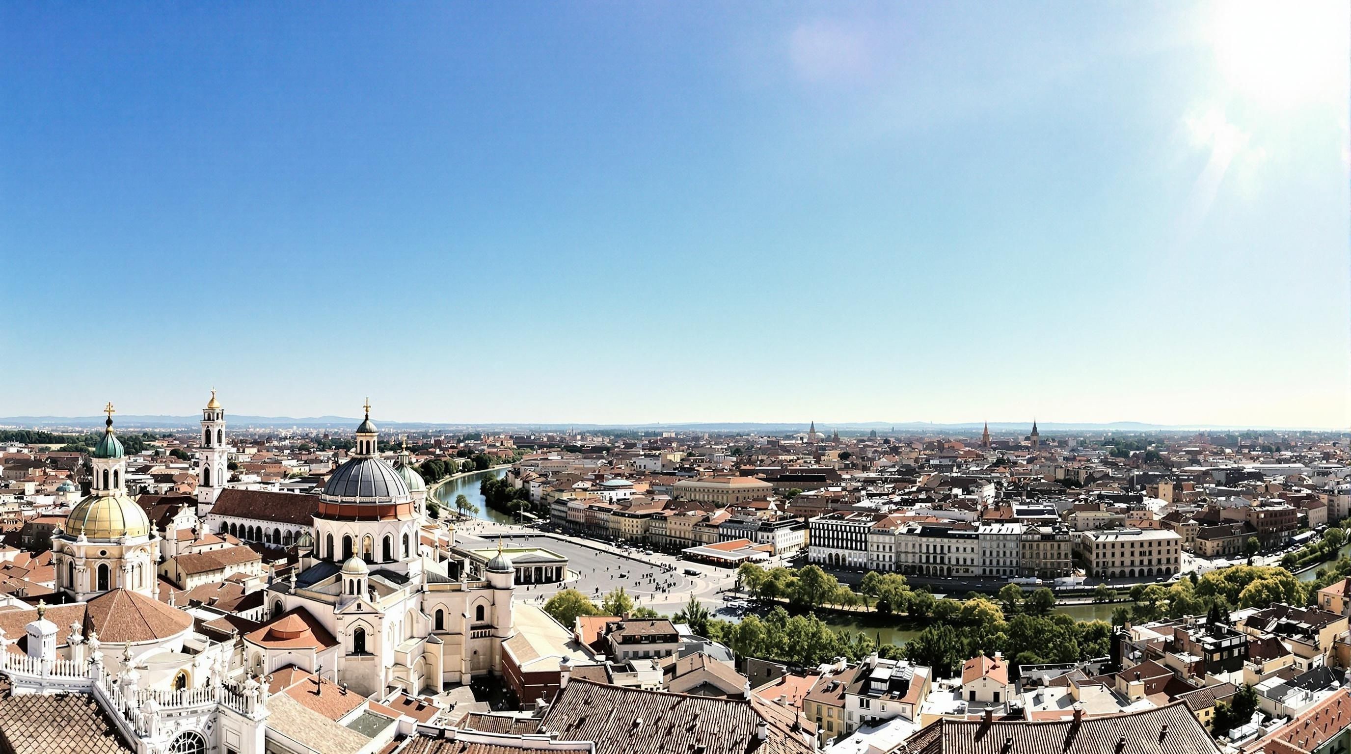 Panoramautsikt över Padua med Basilica di Sant'Antonio och dess kupoler