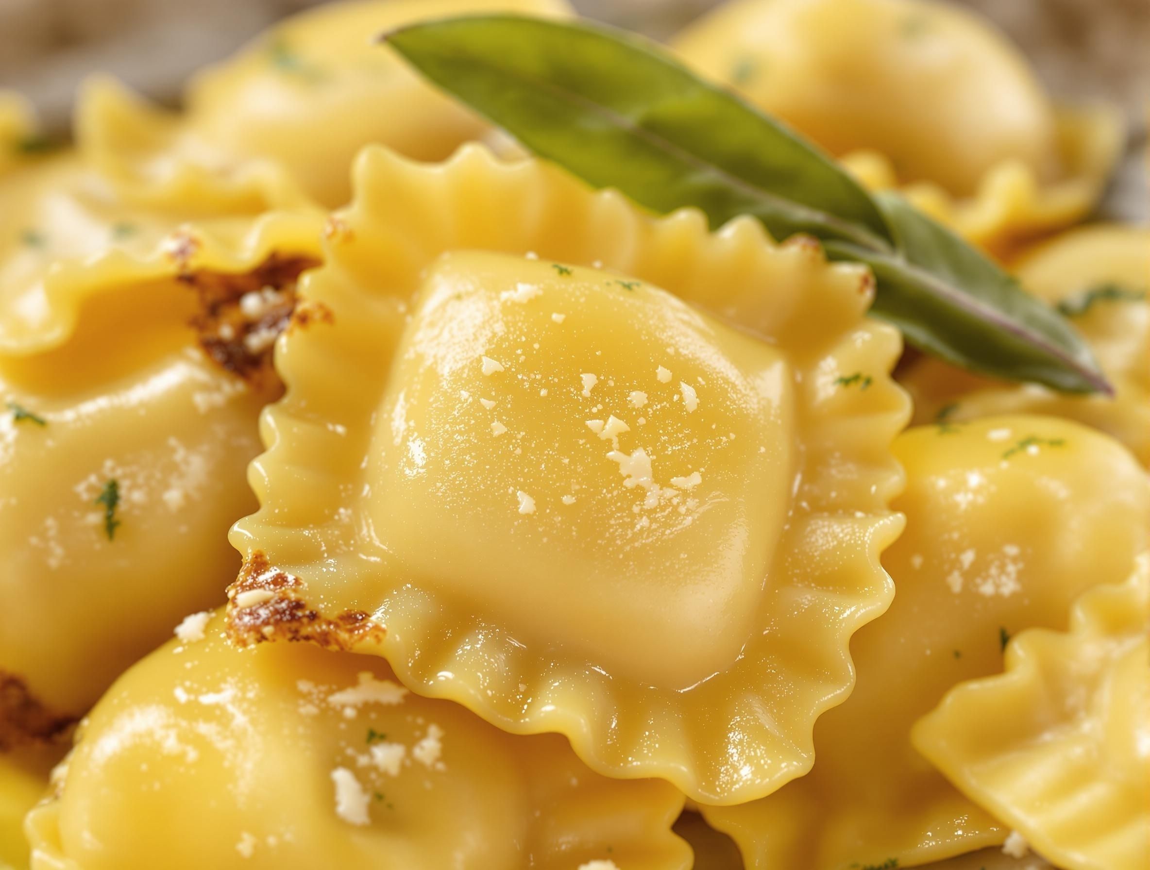 Agnolotti del Plin, små handgjorda pastapaket från Piemonte fyllda med kött