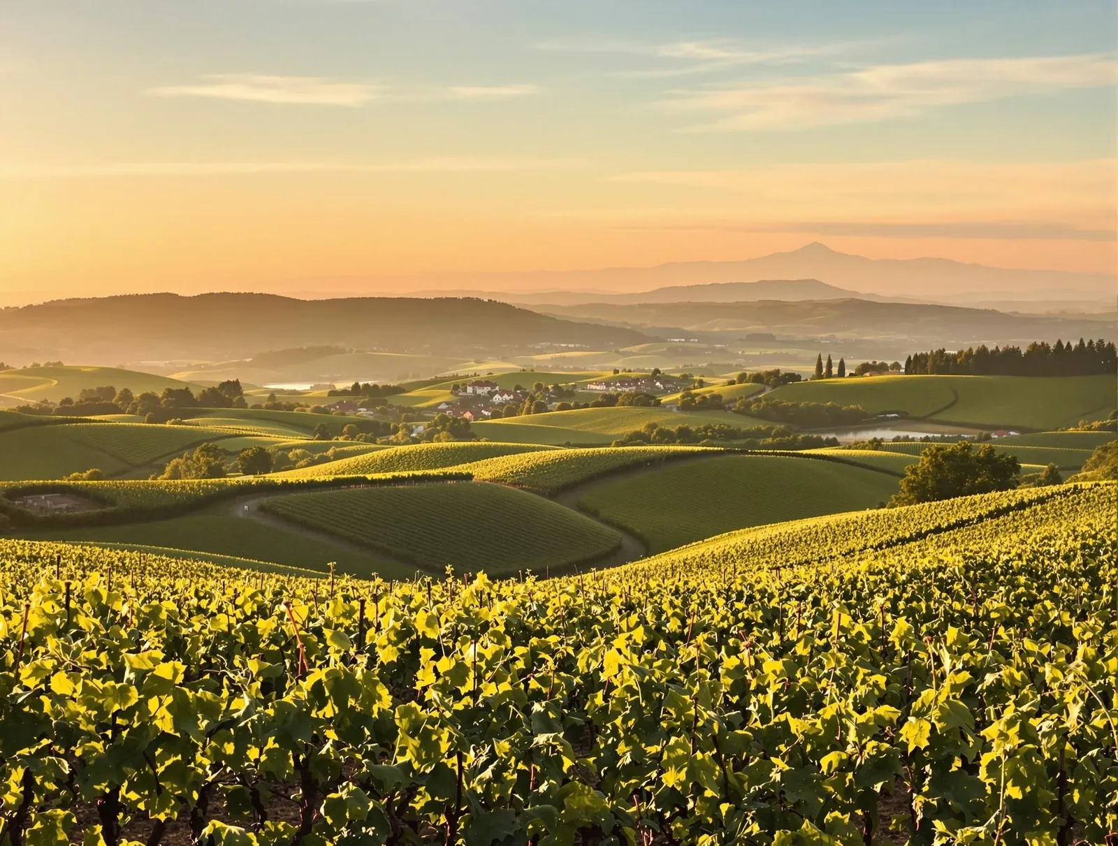 Piemonte med vackra vinodlingar och bergigt landskap