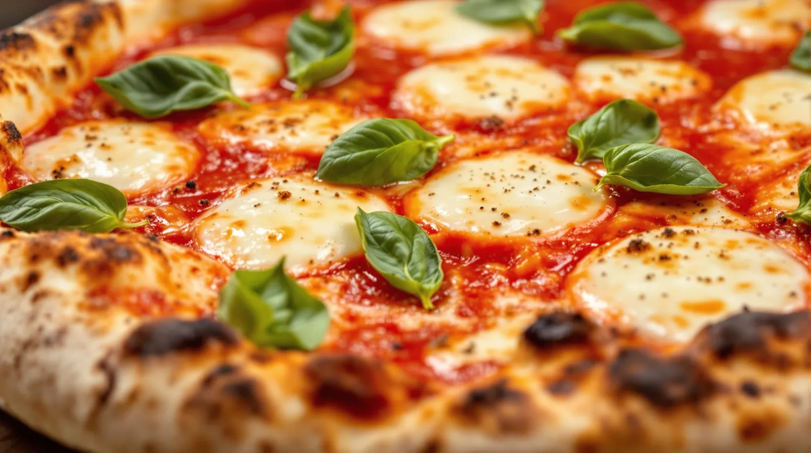 Autentisk napolitansk pizza med tomatsås, mozzarella och basilika