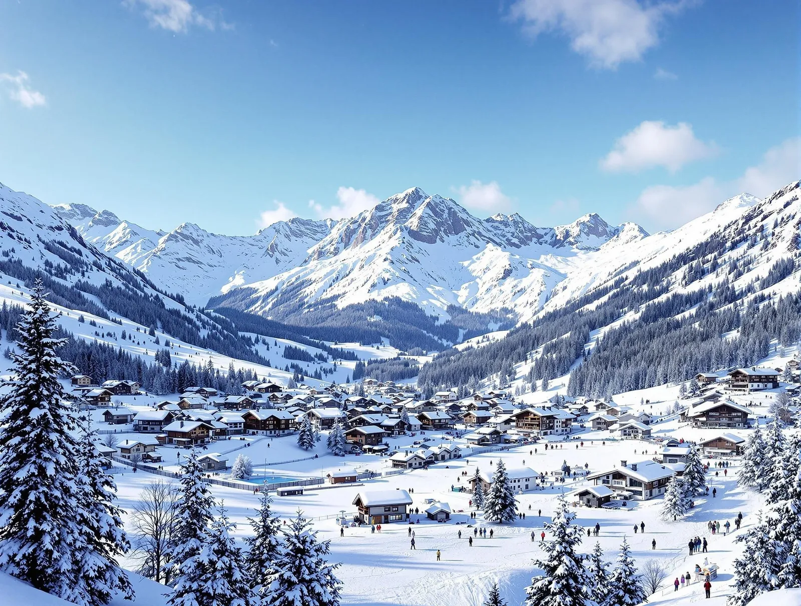 Vinter i Italien med snötäckta berg och julmarknader