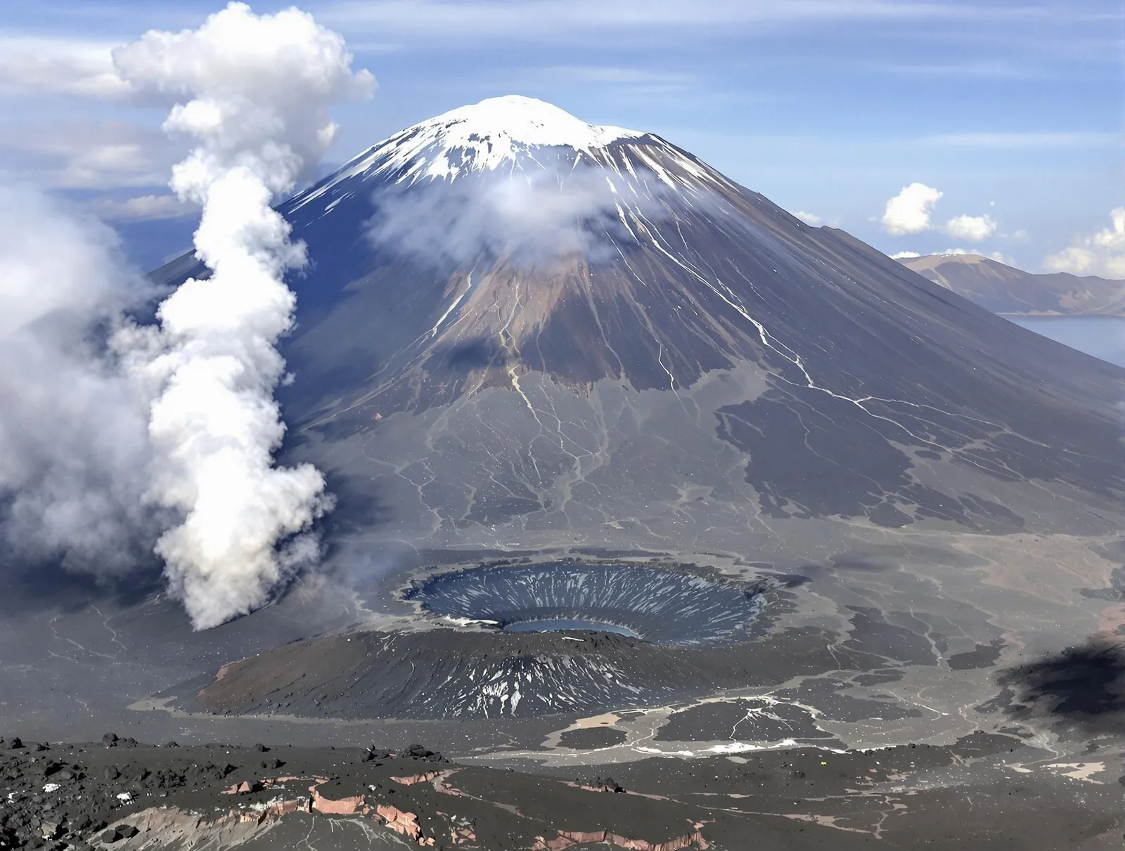 Etna-vulkanen på Sicilien med dess dramatiska landskap av svart lava