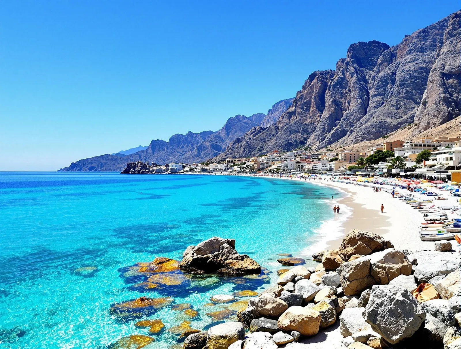 San Vito Lo Capo-stranden på Sicilien, med dess vita sand och kristallklart turkost vatten