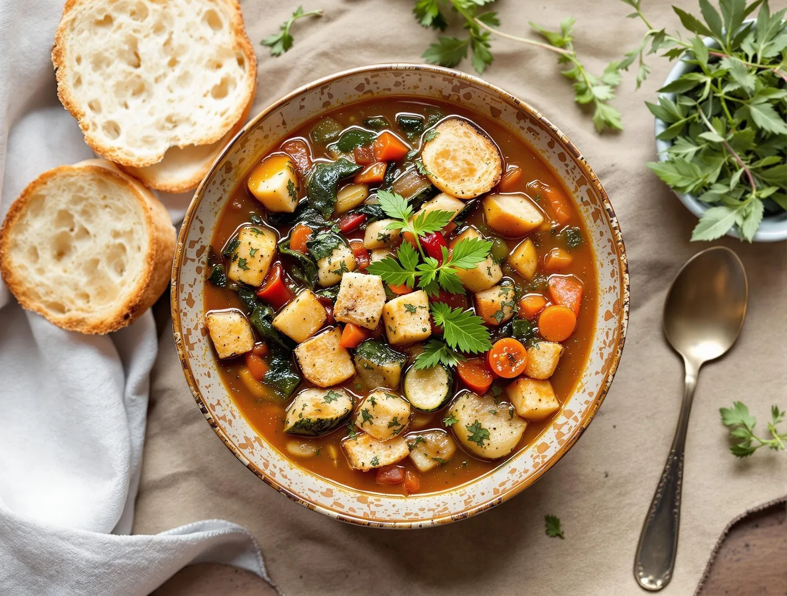 Ribollita, traditionell toskansk brödsoppa med grönsaker