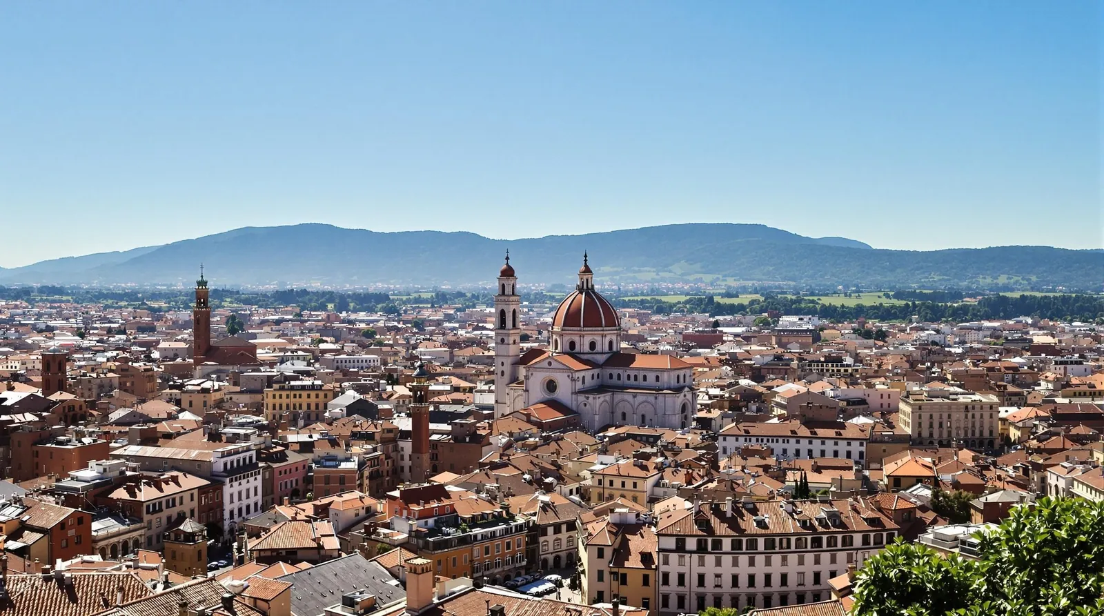 Panoramautsikt över Vicenza med Basilica Palladiana i centrum